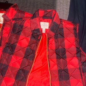 St. John's Bay Red and Black Checkered Vest